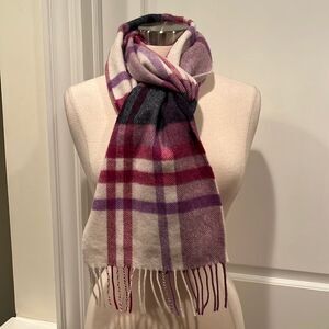 New! Blarney Woollen Mills 100% Lambswool Plaid Scarf Purple Gray NWT